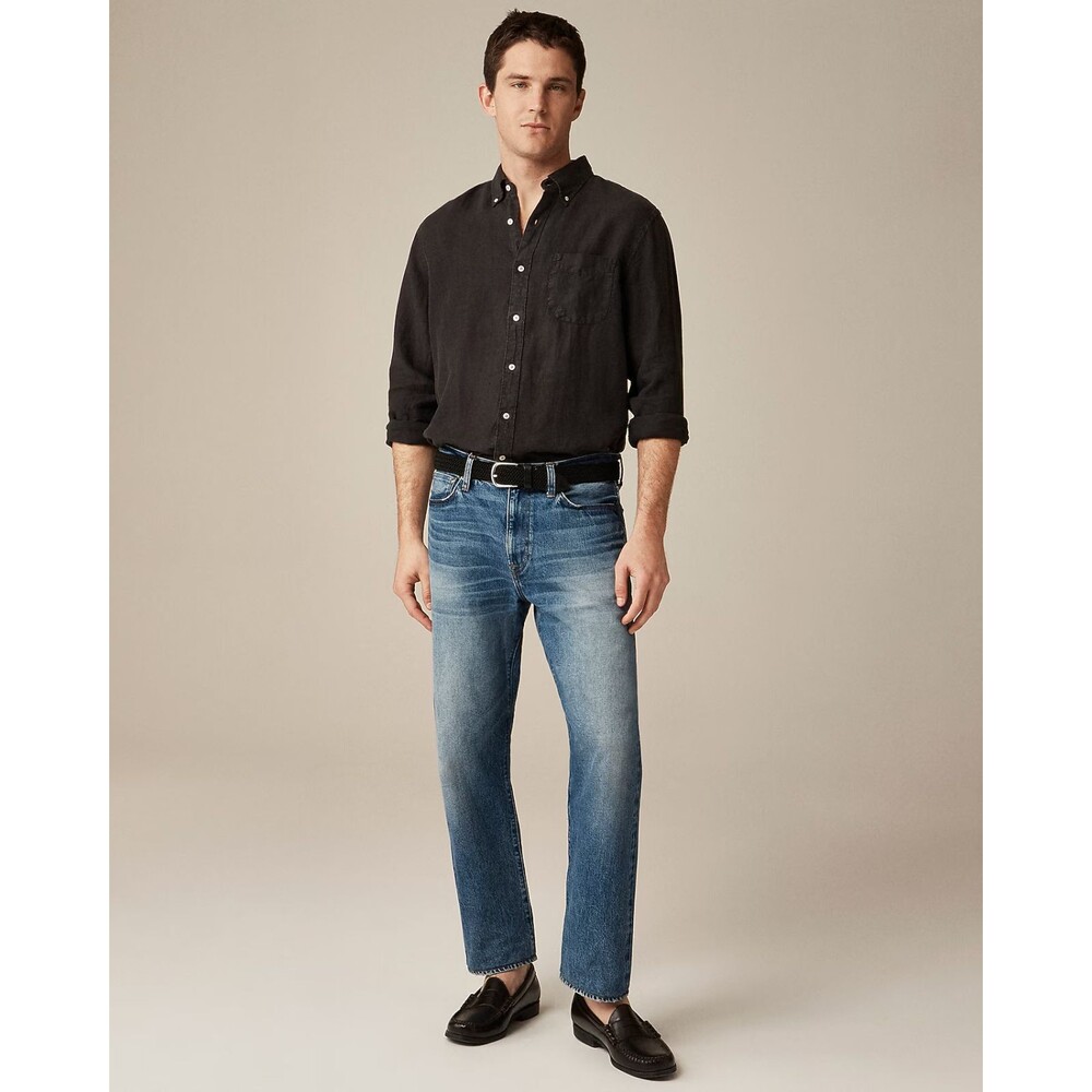 J.CREW Men's Tall Baird McNutt Garment Dyed Irish Linen Shirt XLT Black NWT B47